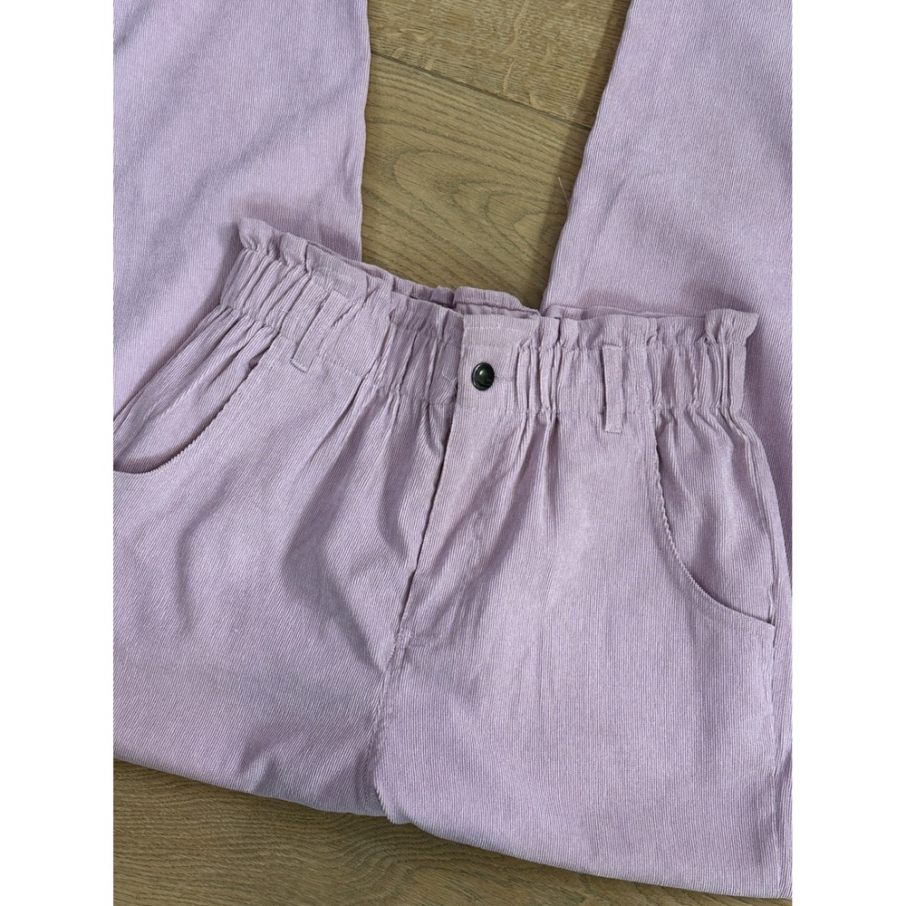 Fanço High Rise Paperbag Waist Corduroy Pants Lavender Size S